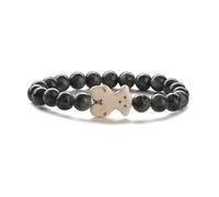 Crystal Bracelet,8Mm Natural Gemstone Stone Crystal Teddy Bear Relief Reiki Yoga Beaded Braide Stretch Bracelets,Energy Jewellery for Women Men Black Flash