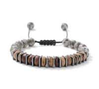 Crystal Bracelet, Adjustable Braide Niche Design 8Mm Natural Gemstone Crystal Black Gallstone Pad Beaded Stretch Bracelets,Energy Jewellery for Women Men Grey