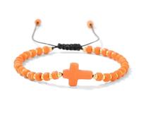 Crystal Bracelet,Adjustable Braide Niche Design Light Luxury 2 * 4Mm Natural Gemstone Crystal Wheel Ball Relief Reiki Yoga Cross Stretch Bracelets,Energy Jewellery for Women Men Orange Turquoise