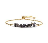 Crystal Bracelet,Adjustable Pull-Out Chain Natural Gemstone Stone Crystal Irregular Gravel Relief Reiki Yoga Beaded Bracelets,Energy Jewellery for Women Men Grey Agate Gold