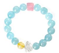 Crystal Bracelet Aquamarine Clear Quartz Blossom Multi-Gem Quartz Bracelet Chakra Natural Gemstones Beaded Bangle Prosperity Tranquility Vacation Jewelry/2176