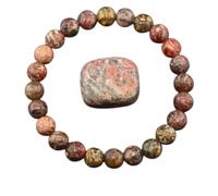 Crystal Bracelet For Men, 8Mm Handmade Natural Stone Beaded Bracelets For Women,Amethyst Tiger Eye Stone Beads Stretch Crystal Wristband Simple Jewellry Gift For Mums Friends Colleagues Red Leopard S