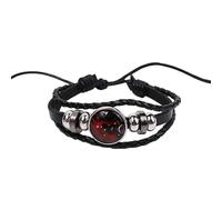 Crystal Bracelet For Men, Multilayer Constellation Zodiac Bracelet Vintage Black Leather Bangle Adjustable Handmade Woven Zodiac Sign Wrap Wristband For Women Men Birthday Jewelry Gift For Ladies Vir