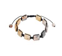 Crystal Bracelet For Men, Natural Stone Beaded Braided Bracelets for Women, Handmade Adjustable Square Beaded Wristband bangle Vintage Fashion Jewellry Gift for Mums friends colleagues Crazy Agate