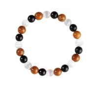 Crystal Bracelet for Men Women Eye Fluorite Beaded Stretch Elastic String Handmade Boho Unisex Daily Wear Jewelry (Brown, length-19cm)
