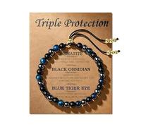 Crystal Bracelet for Women,Adjustable Anxiety Bracelet with Storage Bag&Box | Triple Protection Bracelet for Reduce Pressure,Healing Crystals,Idea Gift for Spiritual Fashion and Meditation & Yoga