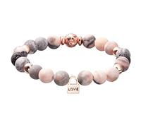 Crystal Bracelet For Women with Zebra Jasper, Lava Rock and Rose Gold Love Charm - Anxiety Bracelet for Women with Gift Box Yoga Meditation Accessories, Spiritual Self Care Gifts