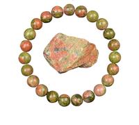 Crystal Bracelet Golden Obsidian Stone Beads Bracelet Men Women Golden Light Rainbow Obsidian Raw Stone Round Bead Energy Jewelry(21cm,8MM BEADS_2 UNAKITE)
