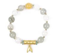 Crystal Bracelet Green Fei Cui Jade Bracelet Feng Shui Wealth Bracelet Golden Money Bamboo Charm Vacation Jewelry Talisman Spiritual Carnelian Tranquility Prosperity/2161