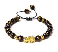 Crystal Bracelet,Hand-Woven Adjustable Fashion 8Mm Natural Gemstone Crystal Tiger Eye Pixiu Braided Rope Bracelet, Energy Jewellery for Men Women Six-Word Mantra