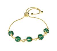 Crystal Bracelet,Natural Green Jade Bead Bracelet,Adjustable Gold Wire Winding Bangle Jewelry,Reiki Yoga Gifts for Women Men