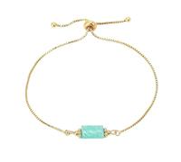 Crystal Bracelet,Natural Irregular Cylinder Amazonite Crystal Bracelets,Adjustable Gold Chain Bangle Jewelry,Reiki Yoga Gifts for Women Men