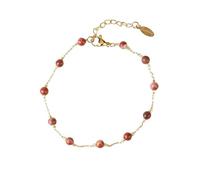 Crystal Bracelet,Natural Red Jasper Beaded Crystal Bracelet,Adjustable Thin Chain Jewelry,Anniversary Travel Souvenir Gifts For Women Men
