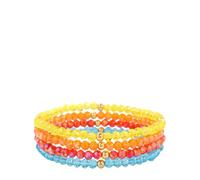 Crystal Bracelet, Niche Design 4Mm Multi-Layered Cut-Face Electro Plated Glass Beads Relief Reiki Yoga Beaded Stretch Bracelets,Energy Jewellery for Women Men Color