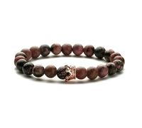 Crystal Bracelet, Niche Design 8Mm Natural Gemstone Stone Crystal Micro-Inlaid Rose Gold Crown Relief Reiki Yoga Beaded Stretch Bracelets,Energy Jewellery for Women Men Black Lines And Red