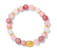 Crystal Bracelet,Niche Design Light Luxury 8Mm Natural Gemstone Crystal Turtle Shell Relief Reiki Yoga Stretch Bracelets,Energy Jewellery for Women Men Pink