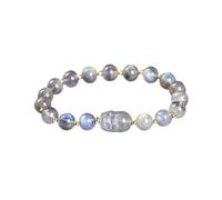 Crystal Bracelet Stone Amethyst Gray Moonstone Carved Wealth Pixiu Bead Bracelet Women Luxury Lucky Handmade Stretch Bracelets Female For Decoration(Beads approx 8mm_Gray Moonstone)