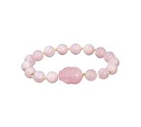 Crystal Bracelet Stone Amethyst Gray Moonstone Carved Wealth Pixiu Bead Bracelet Women Luxury Lucky Handmade Stretch Bracelets Female For Decoration(Beads approx 8mm_Pink Quartz)