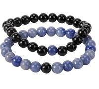 Crystal Bracelets for Women, 2Pcs Handmade Natural Stone Beaded Bracelets for Women, Blue Aventurine Tiger Eye Stone Stretch Crystal Bangle Spiritual Jewellry Gift for Mums Dads Friends Colleagues Or