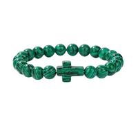 Crystal Bracelets for Women, 8mm Handmade Natural Stone Beaded Bracelets for Women,Tiger Eye Stone Lava Beads Stretch Crystal Bangle With Cross Pendant Fashionable Jewellry Gift for Women Girls Girl