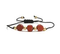 Crystal Bracelets for Women,Hand-Woven Adjustable 10Mm Natural Gemstone Stone Crystal Round Bead Spacers Relief Reiki Yoga Elastic Beaded Bracelets,Energy Jewellery for Women Men Red Sesame Seeds