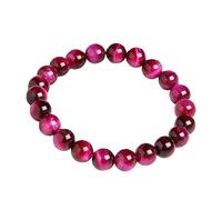 Crystal Bracelets For Women, Natural Fuchsia Tiger Eye Stone Bangle Charm Gemstone Beads Bracelet Yoga Chakra Healing Crystal Bracelet Balance Wristband Stretch Bangles Gift For Women Men, Beads 6Mm