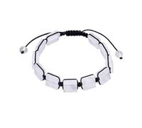 Crystal Bracelets For Women, Natural Stone Beaded Braided Bracelets for Women, Handmade Adjustable Square Beaded Wristband bangle Vintage Fashion Jewellry Gift for Mums friends colleagues White