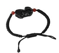 Crystal Bracelets For Women, Natural Stone Handmade Braided Bracelet for Men, Adjustable Obsidian Fox Lucky Brave Troops Pixiu Rope Weave Wristband bangle Simple Jewellry Gift for Dads Friends Collea