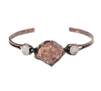 Crystal Bracelets for Women,Open Simple Light Luxury Natural Gemstone Crystal Irregular Rough Stone Relief Reiki Yoga Bracelets,Energy Jewellery for Women Rose Quartz-W