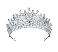 Crystal Bridal Crown Headpieces for Brides Wedding Hair Headband Rhinestone Shiny Crown for Women Dress Prom (Green) (White)