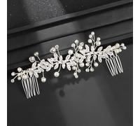 Crystal Bridal Rhinestone Leaves Hair Comb with Sparkly Hairpieces for Women - Silver Wedding Side Hair Accessories for Bride and Bridesmaid