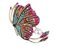 Crystal Brooch Colored Drip Oil Enamel Large Pearl Brooch Fashion Pearl Cactus Corsage Women's Suit Coat Jewelry 1pc Bag Pins (One Size)