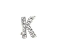 Crystal Brooch Gold Plated, A-Z Letter Initial Pin with Clear Rhinestones, Breastpin for Women's Suits and Dresses (K)