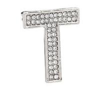 Crystal Brooch Gold Plated, A-Z Letter Initial Pin with Clear Rhinestones, Breastpin for Women's Suits and Dresses (T)