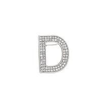 Crystal Brooch Gold Plated, A-Z Letter Initial Pin with Clear Rhinestones, Breastpin for Women's Suits and Dresses (D)