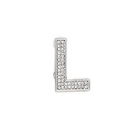 Crystal Brooch Gold Plated, A-Z Letter Initial Pin with Clear Rhinestones, Breastpin for Women's Suits and Dresses (L)