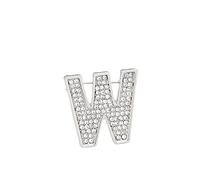 Crystal Brooch Gold Plated, A-Z Letter Initial Pin with Clear Rhinestones, Breastpin for Women's Suits and Dresses (W)