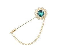 Crystal Brooch Pin Mens Flower Lapel Pins for Suits Gem Brooch Pins Rhinestone Lapel Pin With Chain for Men Wedding Anniversary Birthday Gifts for Husband Dad Friends, S, Metal, no gemstone