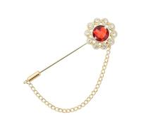 Crystal Brooch Pin Mens Flower Lapel Pins for Suits Gem Brooch Pins Rhinestone Lapel Pin With Chain for Men Wedding Anniversary Birthday Gifts for Husband Dad Friends, S, Metal, no gemstone