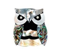 Crystal Brooch Pins Fashion Abalone Material Owl Retro Brooch Versatile Animal Corsage Matching Pearl Cluster Buttons (Camouflage, One Size)