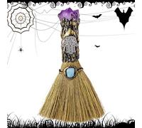 Crystal Broom Natural - Stick With Natural Crystals Made With Natural Crystals, Ceremonial Decor, Reiki Spiritual Wall Decoration | Home Decorative Accent For Ritual