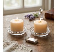 Crystal Bubble Candle Dish & Holder: Clear Decorative Multi-Use Glass Tray for Kitchen Island, Coffee Table Centerpiece, Bathroom Counter - Chic Display for Pillar Candle, Diffuser, Soap & Jewelry