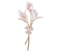 Crystal Butterfly Bouquet Brooch - Vintage Enamel Leaf Lily Valley Pink Lily Shaped Delicate Brooch Pins Women Elegant Party Breastpins Lapel Corsage