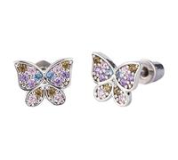 Crystal Butterfly Earrings for Women, Surgical Steel Hypoallergenic Stud Earrings Multicolored Butterfly Earrings for Girls with Secure Safety Screwback