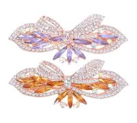Crystal Butterfly Hair Claw Clips, Alloy 2Pcs for Formal Styling | Rhinestone Accents, 6.4x2.5x1.1cm Size, for Bangs and Ponytails at Evening Events