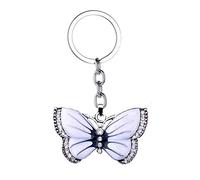 Crystal Butterfly Pendant Keychain Key Ring Charm Car Bag Wallet Hanging Accessories Ornaments Craft Key Buckle for Women Girls - White Stylish and Popular