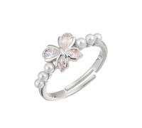 Crystal Butterfly Stacking Ring for Women Cubic Zriconia Pearls Open Statement Eternity Finger Band Pearl Beaded Adjustable Elegant Band Rings Jewelry