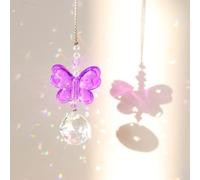 Crystal Butterfly Suncatchers Hanging Ornaments, Rainbow Maker Sun Catchers Indoor Window Outdoor Patio Garden Decor Gifts-Purpel