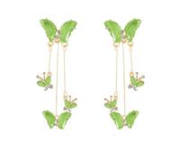 Crystal Butterfly Tassel Zircon Earrings for Women Rhinestone Butterfly Drop Earrings Long Butterfly Dangle Earrings Wedding Jewelry Gifts for Women, Zinc, No Gemstone