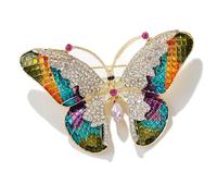 Crystal Butterfly Wing Brooch Pin for Women Shiny Colorful Butterfly Lapel Pins Elegant Insect Dress Corsage Bouquet Brooches Bride Wedding Jewelry Gifts, M, Metal, cubic zirconia